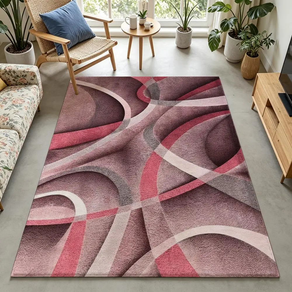2D 1 Piece Soft, Easy-care, Machine-washable Indoor Rug For Dining Area, Living Room, Bedroom, Entryway, Hallway, Kitchen Nook, Modern Abstract Swirl Home Decor For Under Dining Table