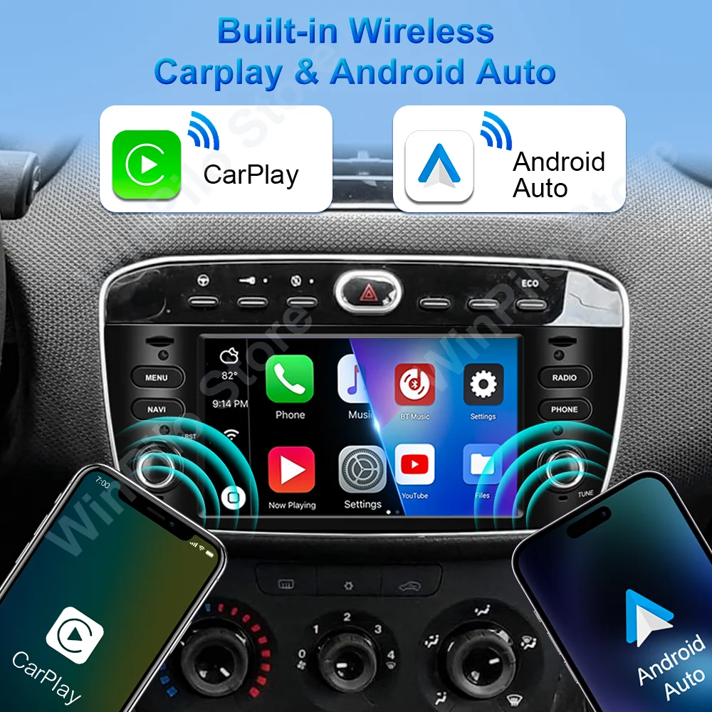 Android 16 Car Radio Stereo For Fiat Linea Punto evo 2012 - 2015 Car Multimedia Video Player Carplay GPS Navigation Head Unit 4G