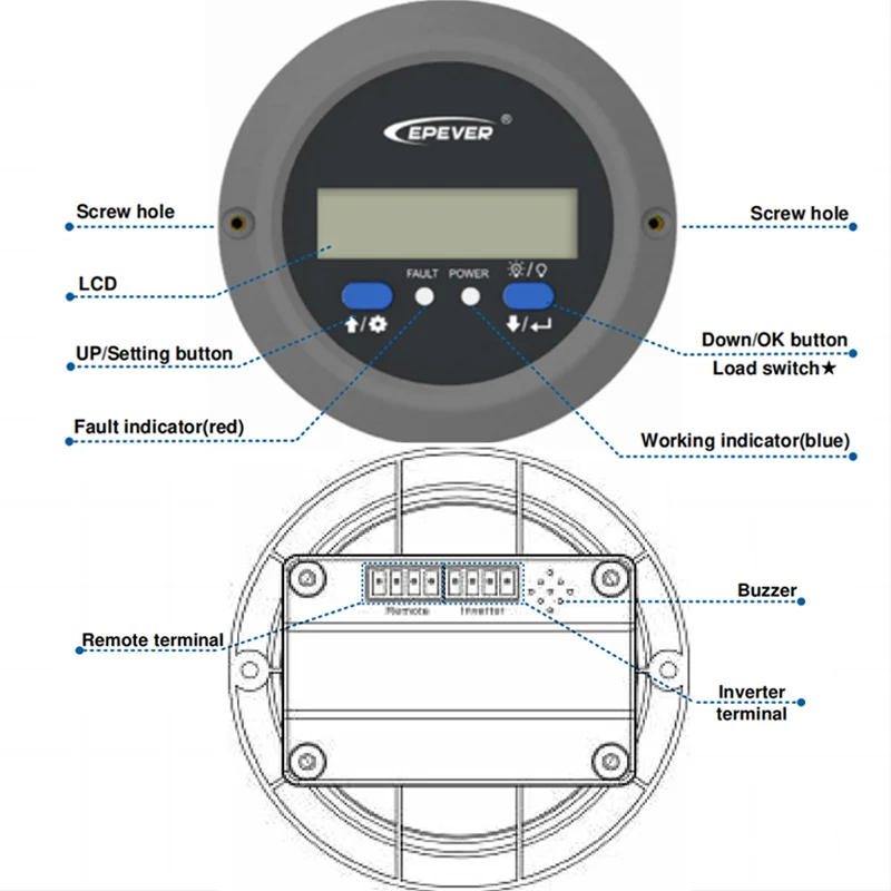 MT92 Remote Meters Specially Designed For The EPEVER Inverters IPowe-Plus Inverter New Generation