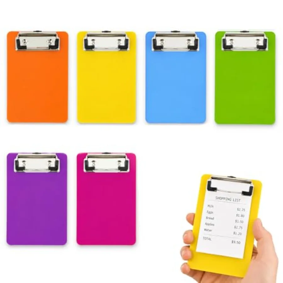 

10 * 15cm Small Clipboards, 6 Pack Plastic Mini Clipboard, Small Clipboard, with Retaining Clips, Notepads Mini Clipboards, Col