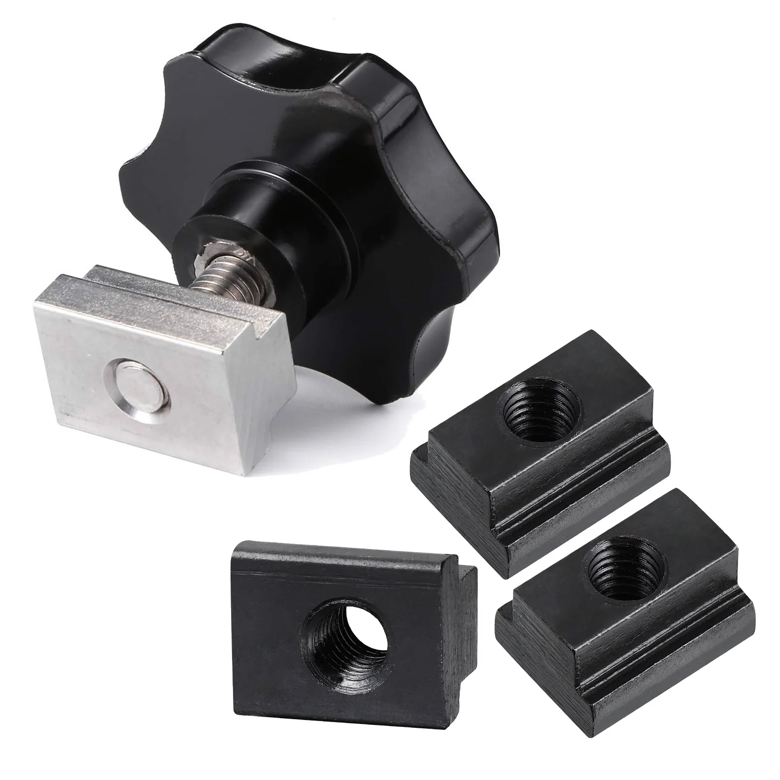 

10 Pcs T Slot Nut Carbon Steel Square Nut Black Oxide Coating Corrosion Resistant Truck Bed Rail Compatible Aluminum Frame