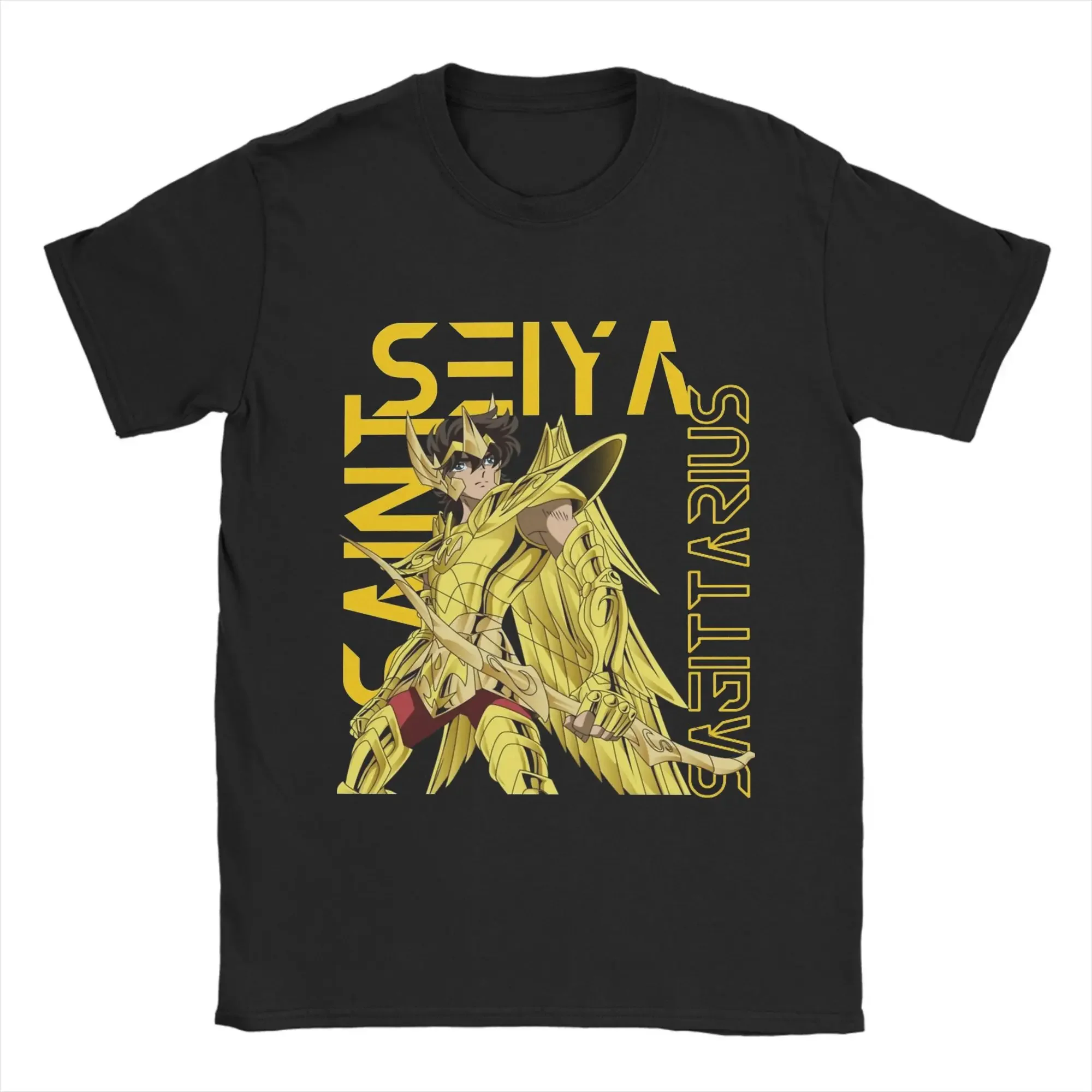 

2025 Japanese anime Gold Saint Fighter print T-shirt Loose casual comfortable trend 100% cotton round neck short-sleeved T-shirt