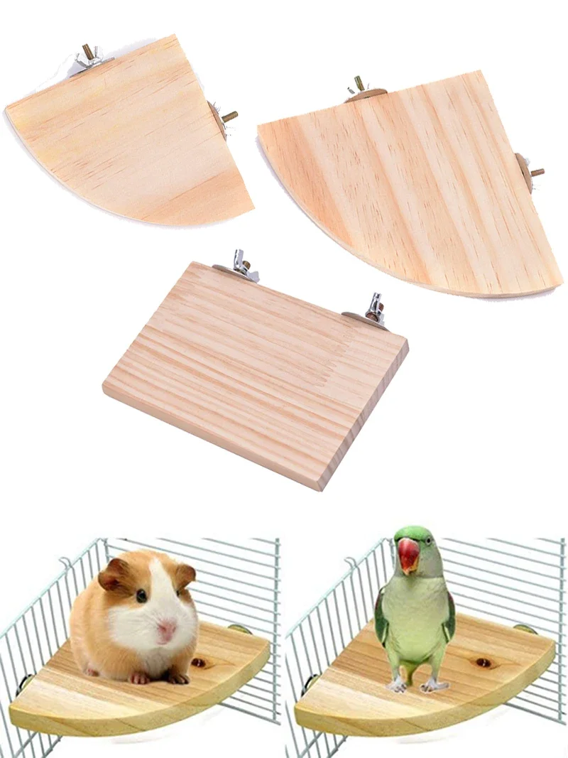 Parrot Bird Wood Perch Stand Platform Rectangle Fan-shaped Shelf Stand Board For Cockatiel Hamster Gerbil Rat Budgie Parakeet