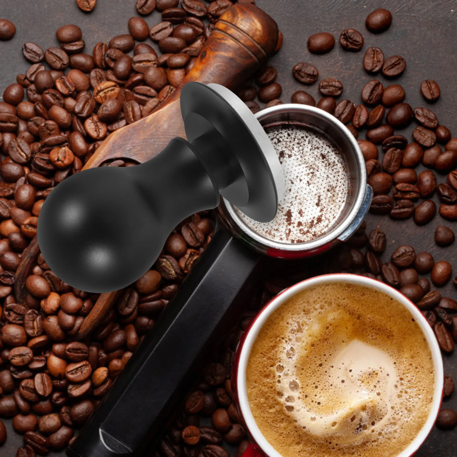 Espresso Coffee Tamper Metal Tamper with Built-in Spring Adjustable Depth Feature Stylish Design for Home Bar Professional