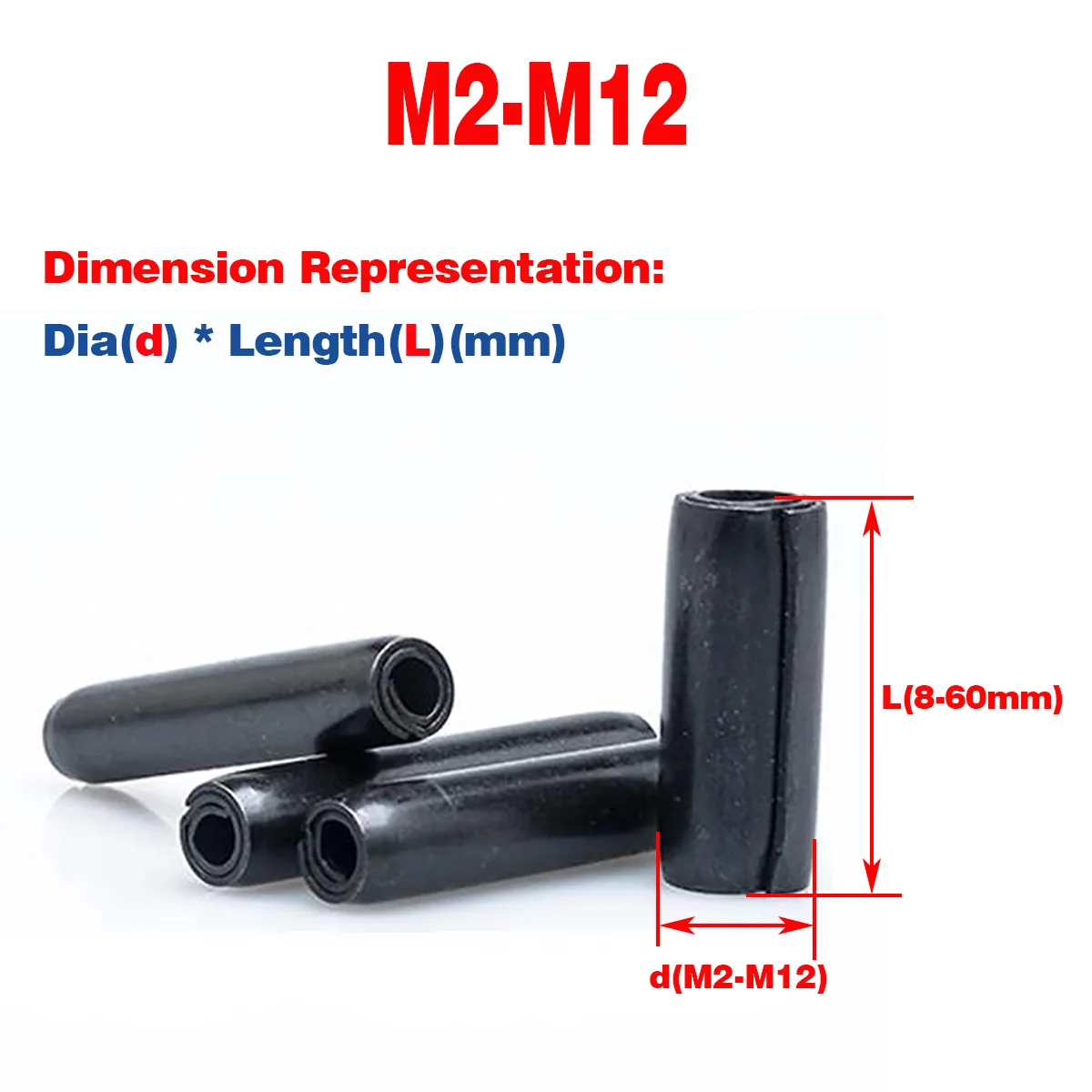 Coiled Elastic Cylindrical Pin / Hollow Pin / Iron Sheet Pin Spiral Spring Pin M2M2.5M3M4M5M6M8M10M12