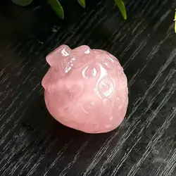 1pc Natural Rose Quartz Strawberry Carving Hand Carved Romantic Special Valentine's Day Christmas Gifts,Crystal Fruit Carving Ho