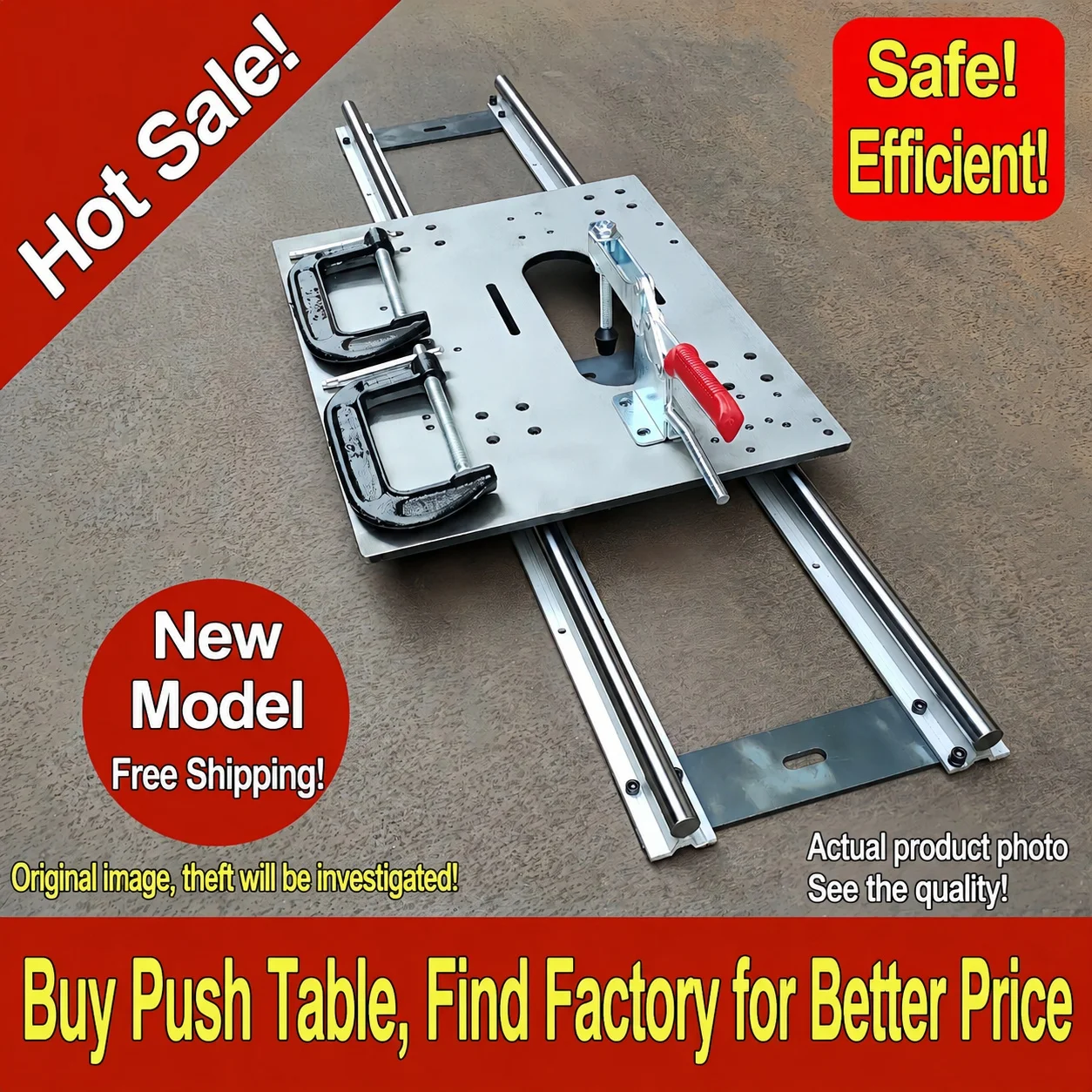Woodworking Router Sliding Table Attachment for Trimming Machine, Manual Control