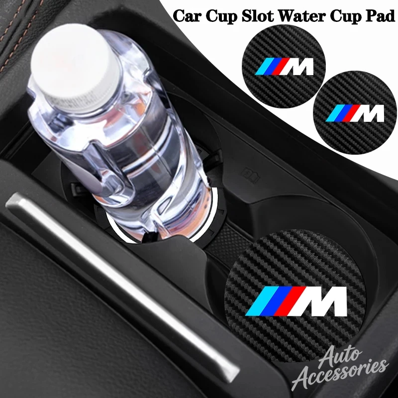 Carbon Fiber Car Logo Anti-slip Water Cup Pads Anti-noise Coaster Mat For BMW M E46 E90 E60 F10 F30 E39 E36 F20 E87 G30 E92 E91 - view 2