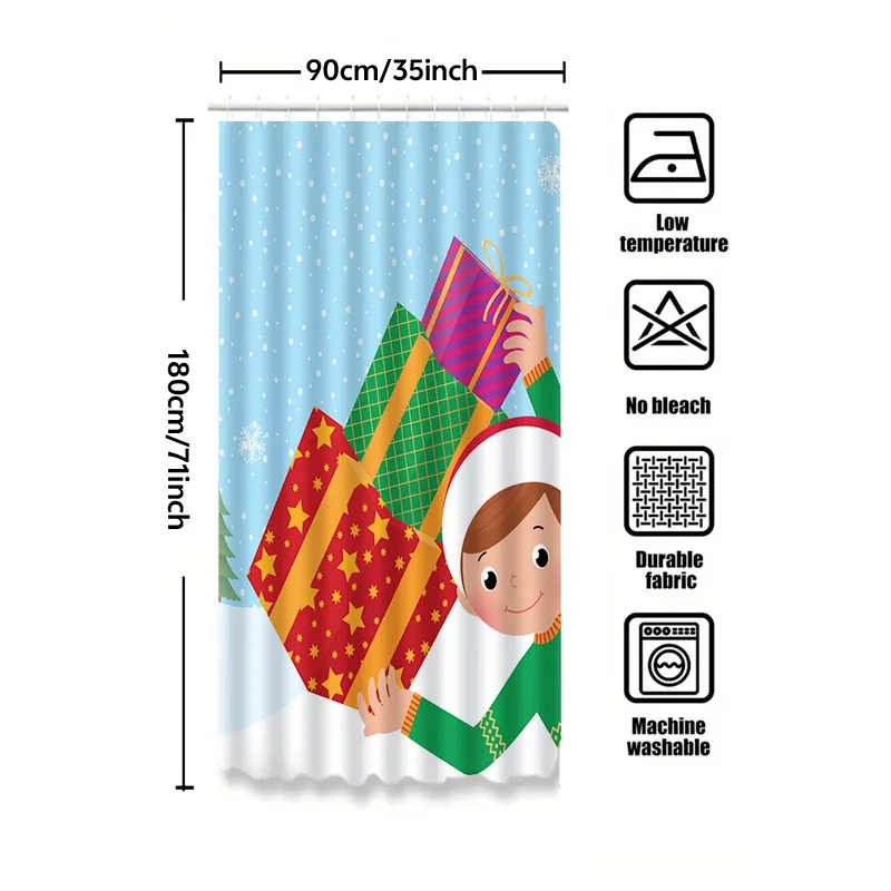 TU rideau de douche de noël, décor de vacances festif, ensemble de salle de bain étanche, motif joyeux noël, toile de fond, décoration de maison de vacances Fe