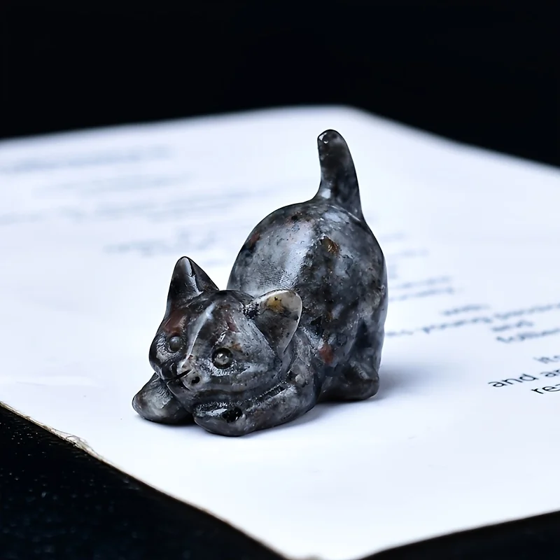 1pc Handcrafted Cat Engraved Crystal 3.5cm/1.38in Unique Home Decor Meditation Stone Natural Rock Crystal for Relaxation