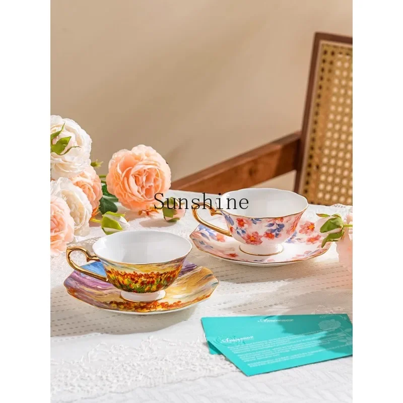 

Bone china high-value coffee cup, exquisite ceramic cup and saucer set, gift box, souvenir, girlfriend's birthday.