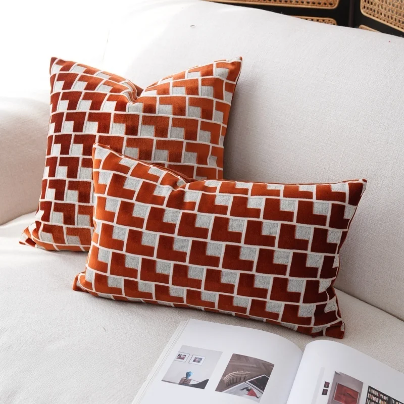 Orange Geometric Pillows Pink Stripe Cushion Case Modern Luxury Romantic Decorative Pillow Cover For Sofa Chair Home Decorations