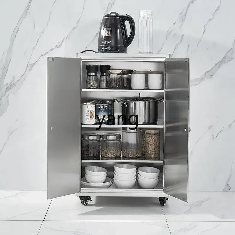 LMM Stainless Steel Tableware Side Tea Locker 304 Cupboard Floor Simple Outdoor Balcony Storage Kitchen