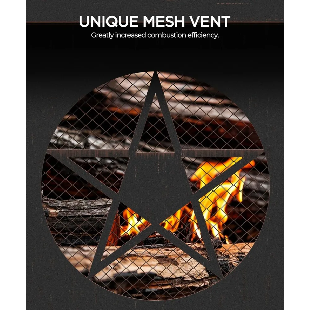 Achteckige feuerstelle für den Außenbereich mit Holzverbrennung und Kochgrill, große, robuste Feuerstelle für den Außenbereich
