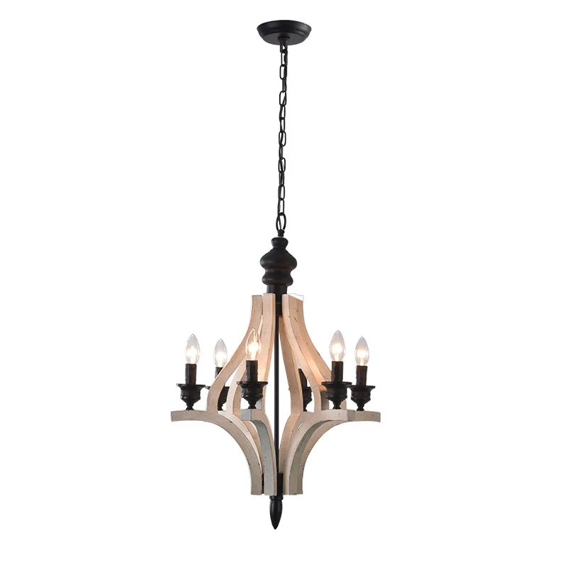 

American country French pastoral solid wood chandelier living room dining room bedroom corridor homestay