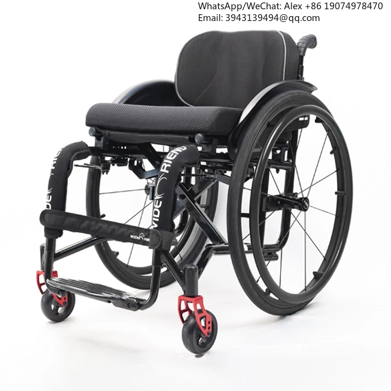 

Comfortable Aluminum Alloy Ultra Light Lightweight Folding Manual Sport Wheelchair For Disabled Adult Portable Safe Travel