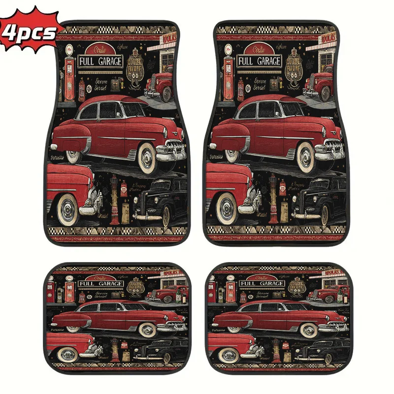 4pcs Car Floor Mats With Personalized Designs. Stylish And Classic Shapes, Perfect For Car Modifications. Suitable For Car Inter