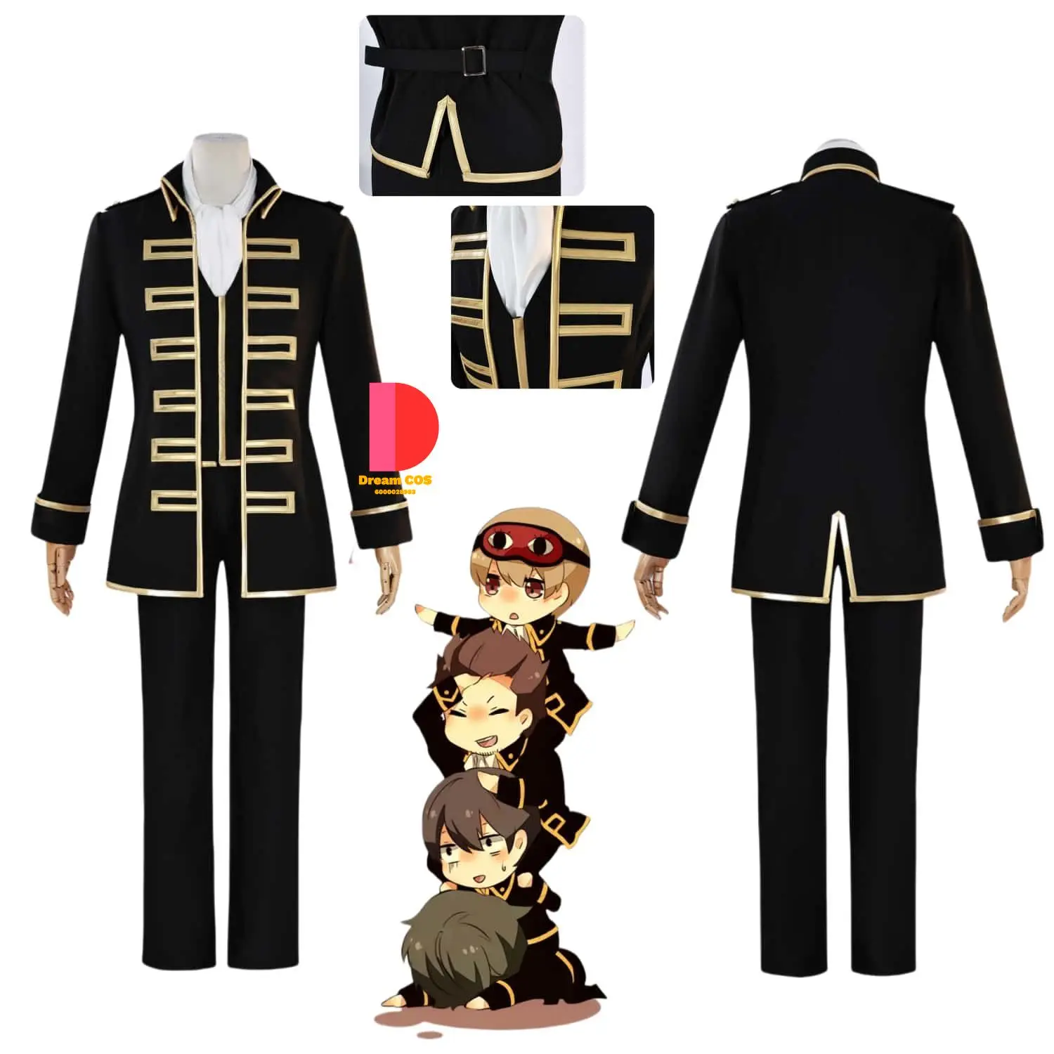 

Anime Shinsengumi Cosplay Anime Hijikata Toushirou Role Play Okita Sougo New Costume Black Glod Uniform Suits for Men Comic Con
