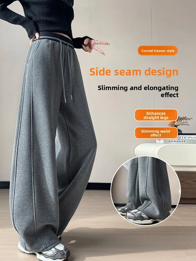 American Deep ey Camere Banana Sweatpants Dames herfst winter Thiened Fce hoge taille broek met rechte pijpen en wijde pijpen