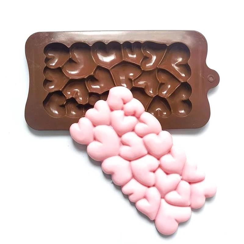 Coffee Colored Full Page Heart-shaped Silicone Chocolate Cake Mold Kitchen Utensils