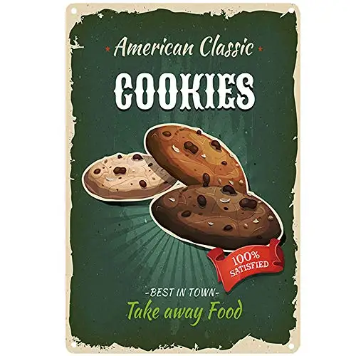 

Original Retro Design American Classic Cookies Tin Metal Signs Wall Art | Thick Tinplate Print Poster Wall Decoration for