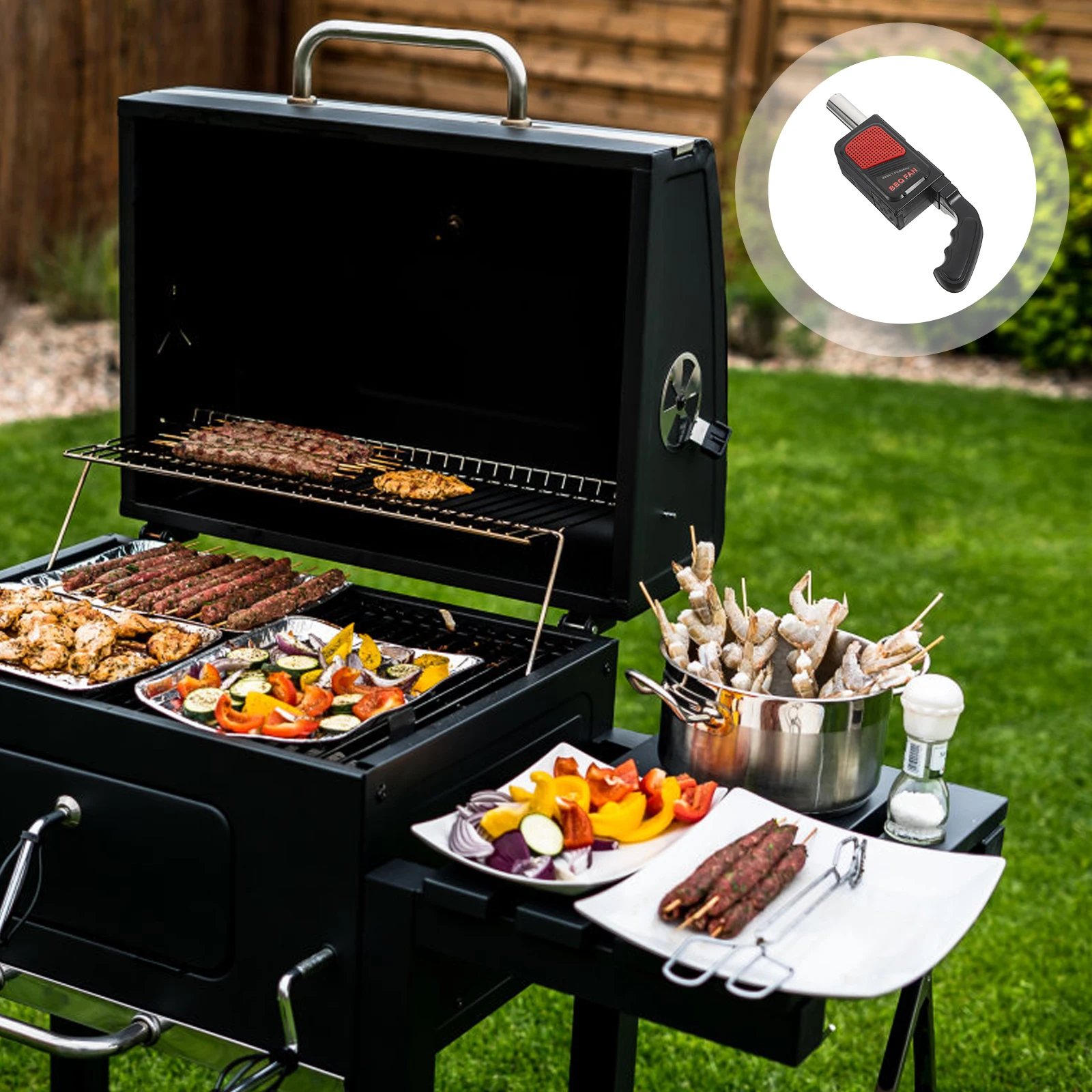 

2Pcs Electric Fire Blower Portable Handheld Bbq Fan for Camping Outdoor Cooking Charcoal Starter Flame Igniter