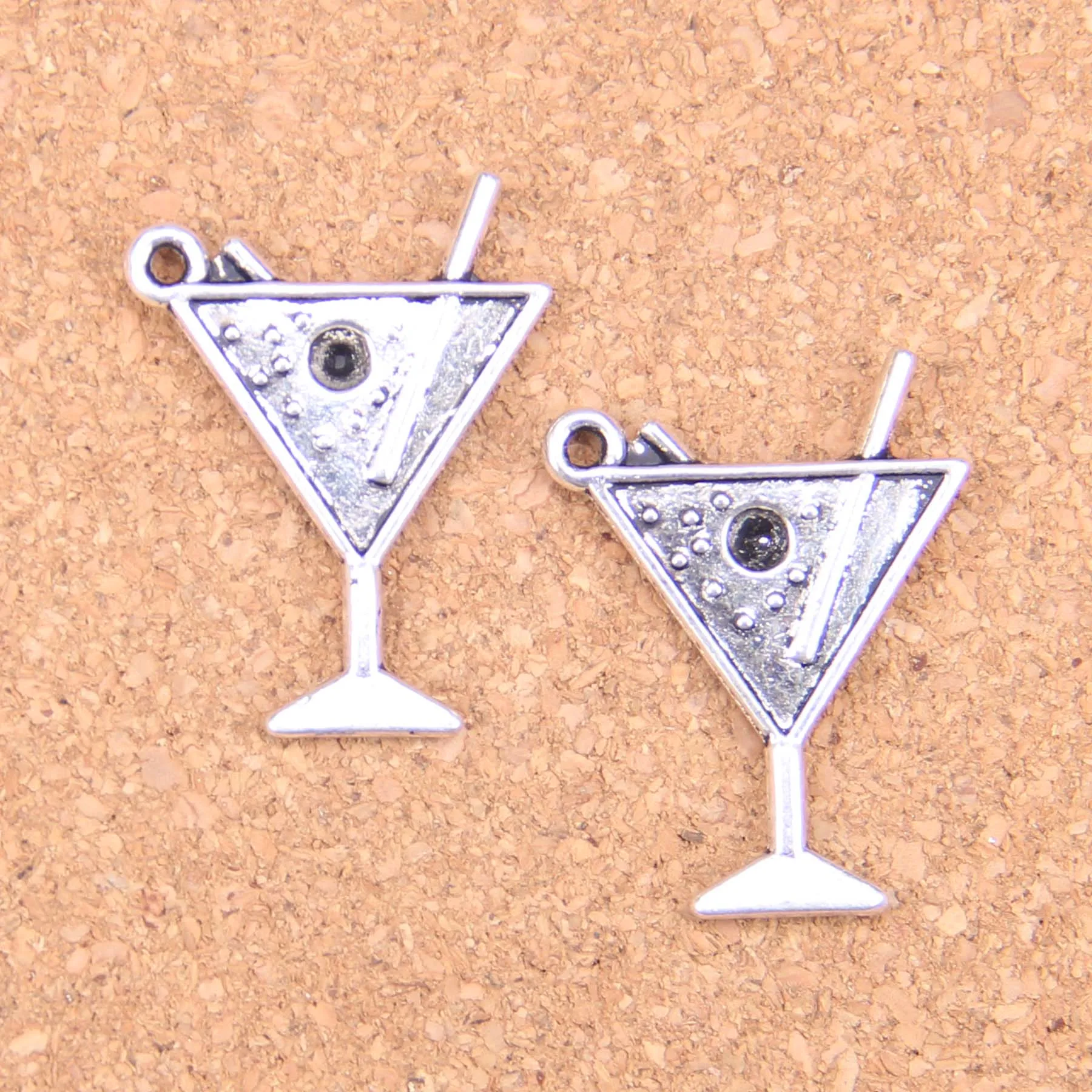 45pcs Charms Beach Cold Drink Champagne 30x23mm Antique Pendants,Vintage Tibetan Silver Jewelry,DIY For Bracelet Necklace