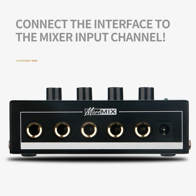 Sound Mixer Volume Control 4 Channel Line Mixer Low Noise Audio Sound Mixer for Microphone Musical Instruments,Etc EU
