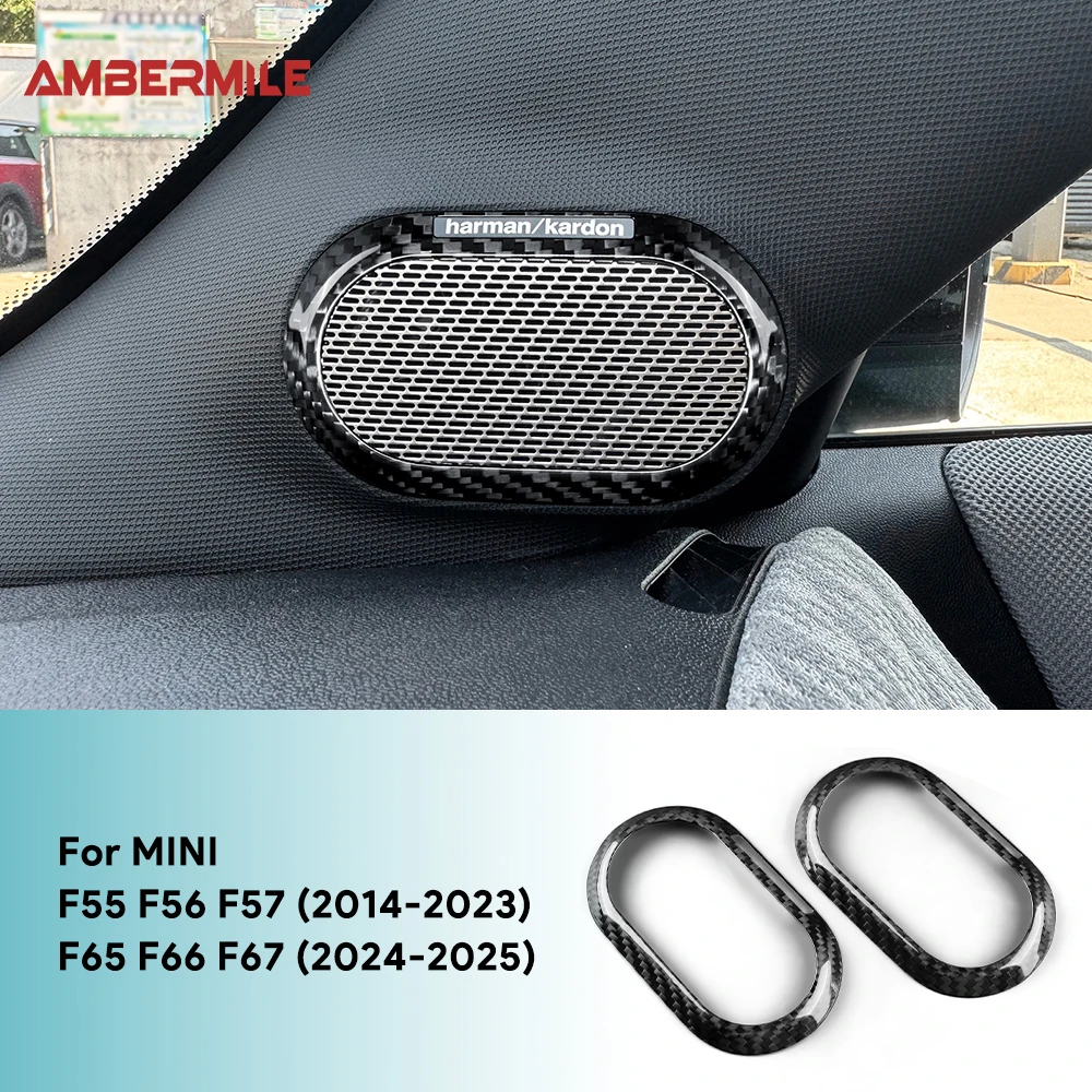 Real Dry Hard Carbon Fiber for MINI F55 F56 F57 2014-2023 F65 F66 F67 2024 2025 A-Pillars Speaker Cover Interior Trim Sticker