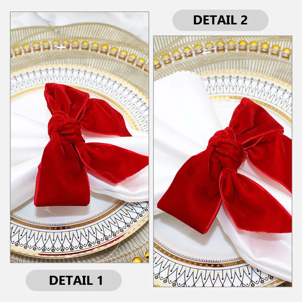 6Pcs Bowknot Napkin Rings Decorative Lint Dining Table Napkin Bands Wedding Banquet Party Serviette Rings Serviette Clasp