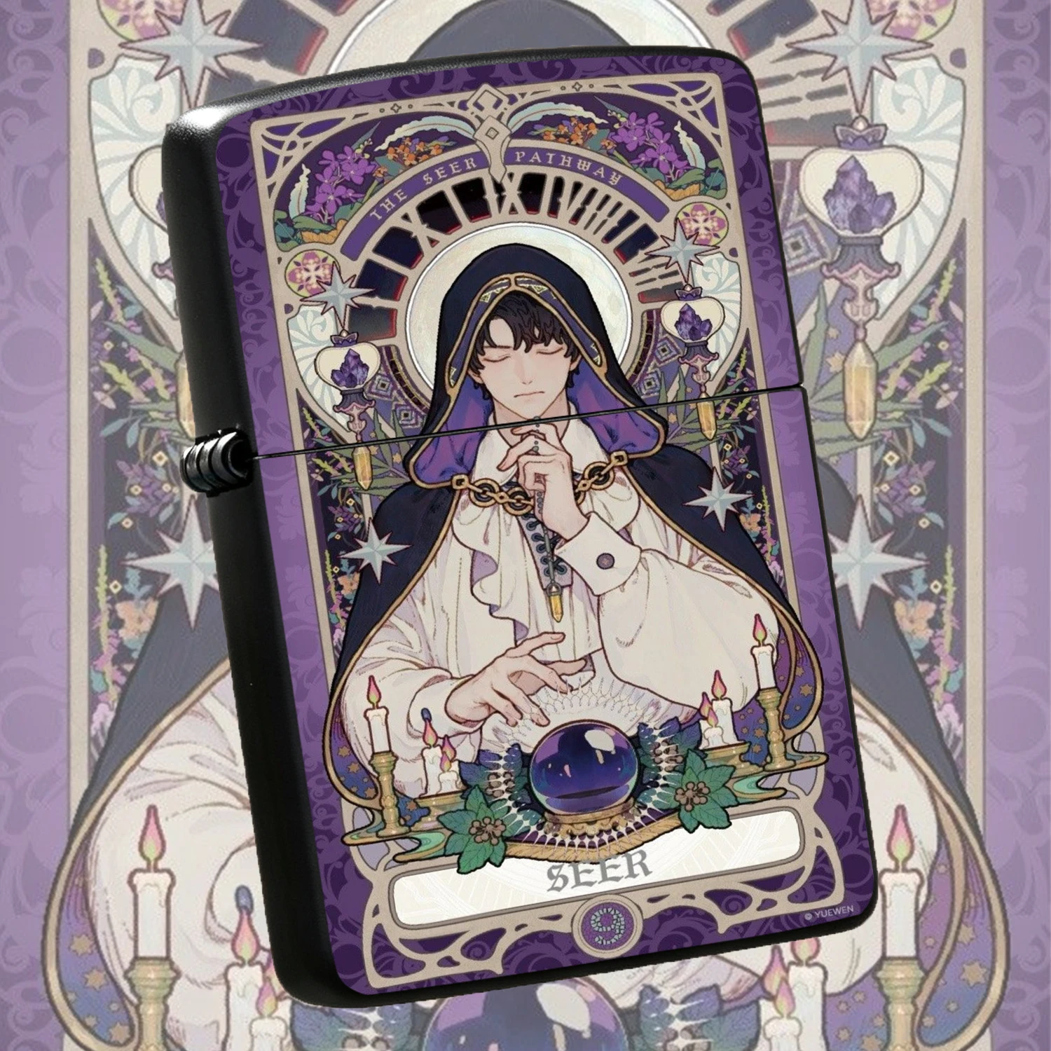 Retro Tarot Style The Seer Pathway Sequence 9 Mysterious Themed  Durable Sturdy Body PORTABLE Unique Artistic Gift for Tarot Game Anime Fans Daily Use A fun and humorous lighter