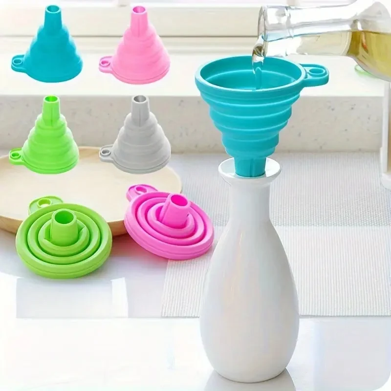 Silicone Folding Funnel Multifunctional Portable Mini Kitchen Retractable Oil Leak Household Liquid Dispenser Kitchen Utensils