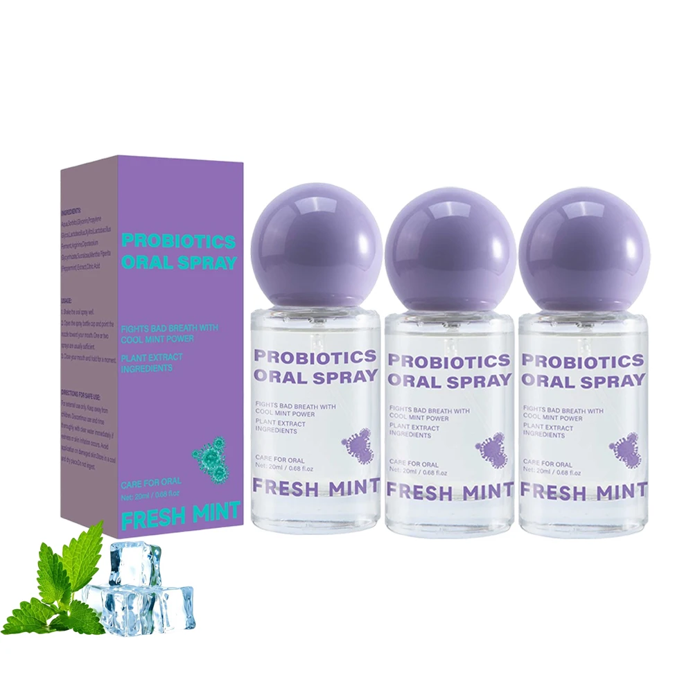 3PCS Long Lasting Fresh Mint Oral Spray Portable Mouth Breath Freshener for Adults Freshness Oral Care Products