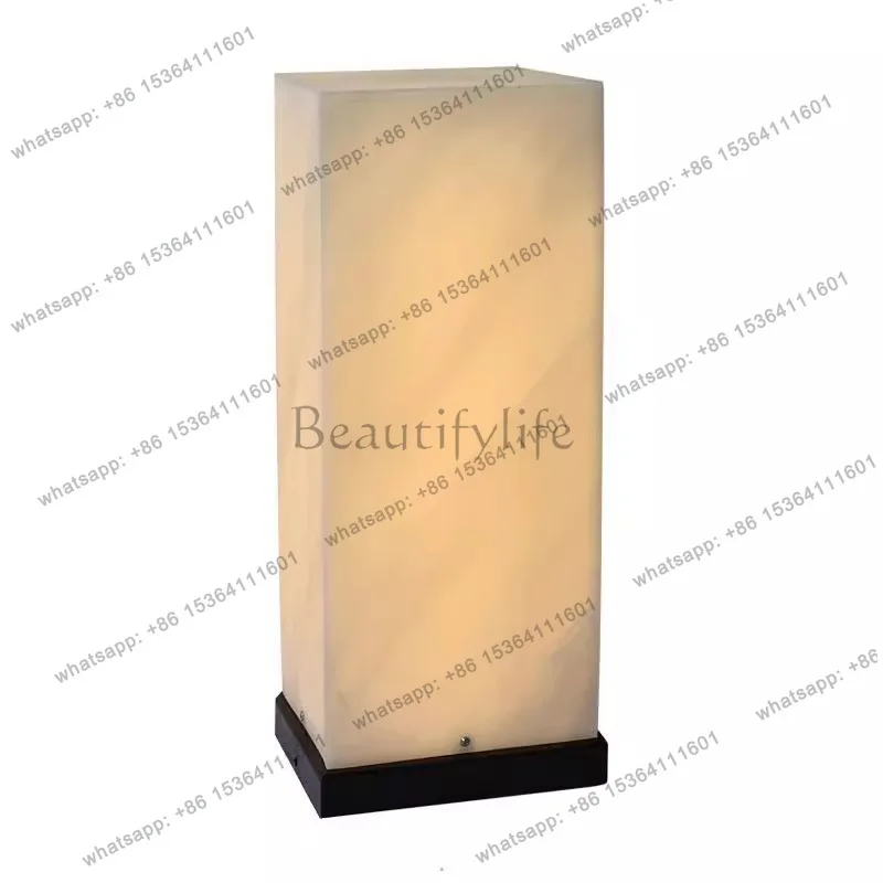Cross border outdoor imitation marble lawn waterproof modern simple decorative column luminous object