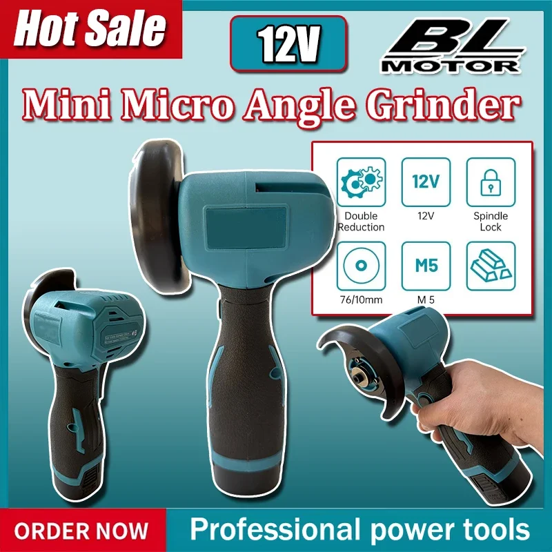 

12V Miniature Rechargeable Mini Angle Grinder with Battery Cutting Blade Polishing Grinder for Cutting Diamond Cordless for 12V