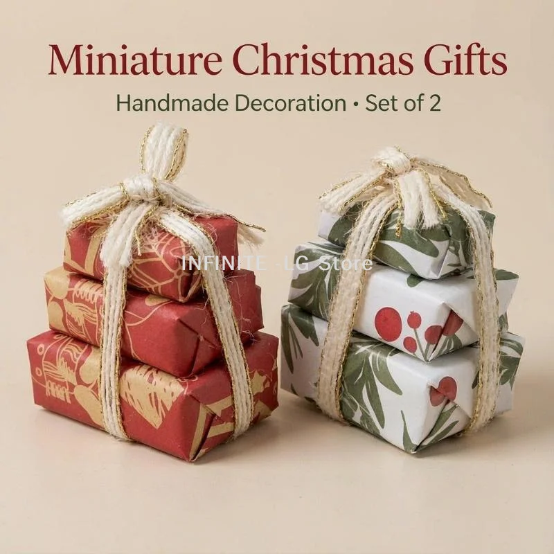 Dollhouse Miniature Christmas Gift Box Christmas Scene Party Favors Decorative Accessories Surprise Gifts Christmas Props
