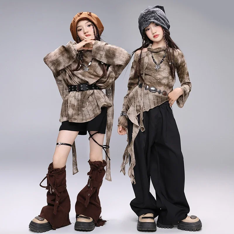 Costumes de scène de Jazz pour filles, tenues de danse Hip Hop Cool, ensembles de vêtements de spectacle Kpop, costume de danse de rue de groupe, tenues haut court