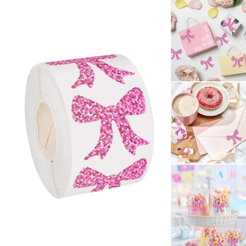 

500Pieces Glittering Bowknot Sticker Adhesive Seal Label for Scrapbooking Journal Packaging Kids Motivational Sticker 896C