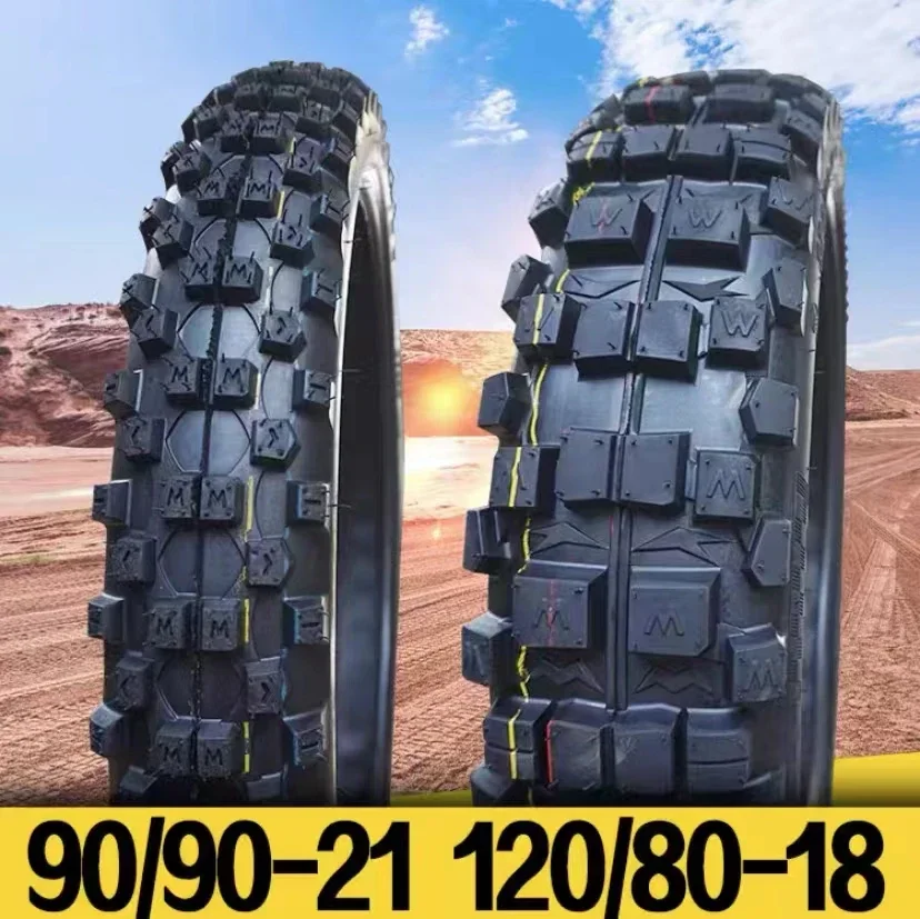 

Front 90/90-21 rear 120/80-18 deep tooth off-road motorcycle tire modified with widened large flower outer tire