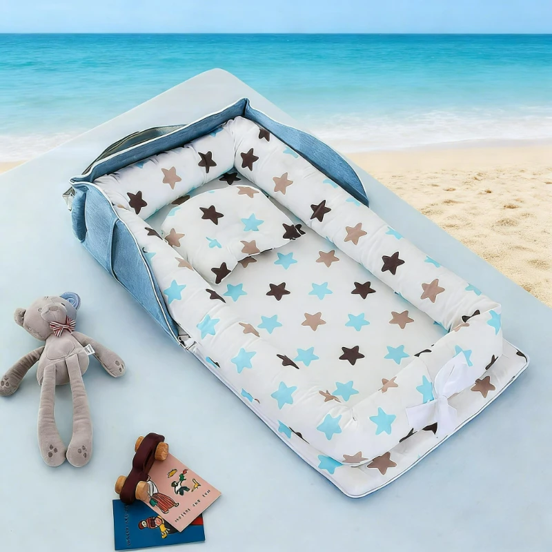 

Новая портативная детская кроватка-переноска 2026 года с подушкой-опорой, гнездышко для мамы и малыша для путешествий