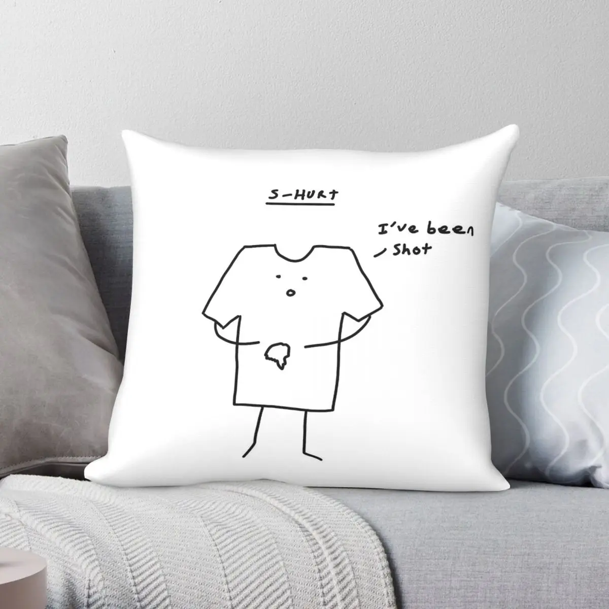 S-Hurt I've Been Shot Square Pillowcase Polyester Linen Velvet Printed Zip Decorative Home Cushion Cover