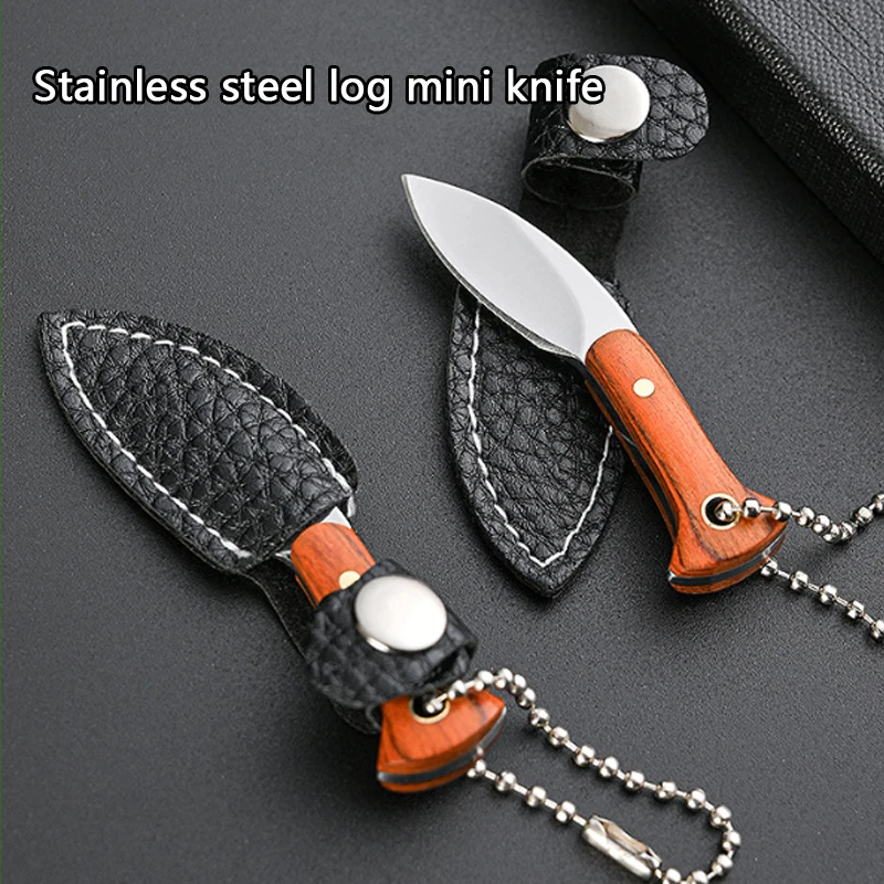 Mini cuchillo de cocina portátil multifunción para exteriores, herramientas de supervivencia EDC, llavero de autodefensa de acero inoxidable,