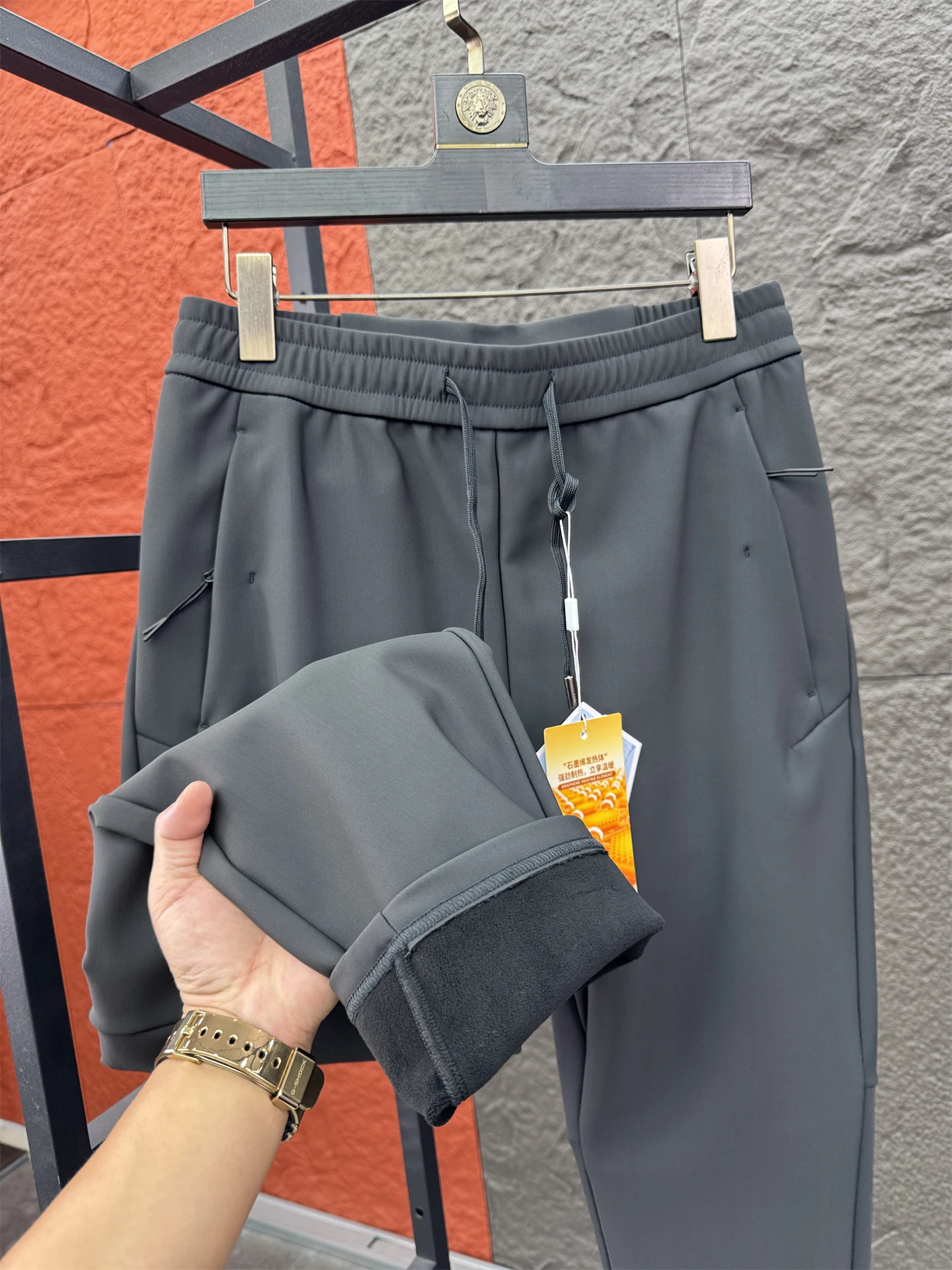 

Мужские облегающие прямые повседневные брюки aphene Fce на подкладке, теплые осенне-зимние цветные брюки для отдыха