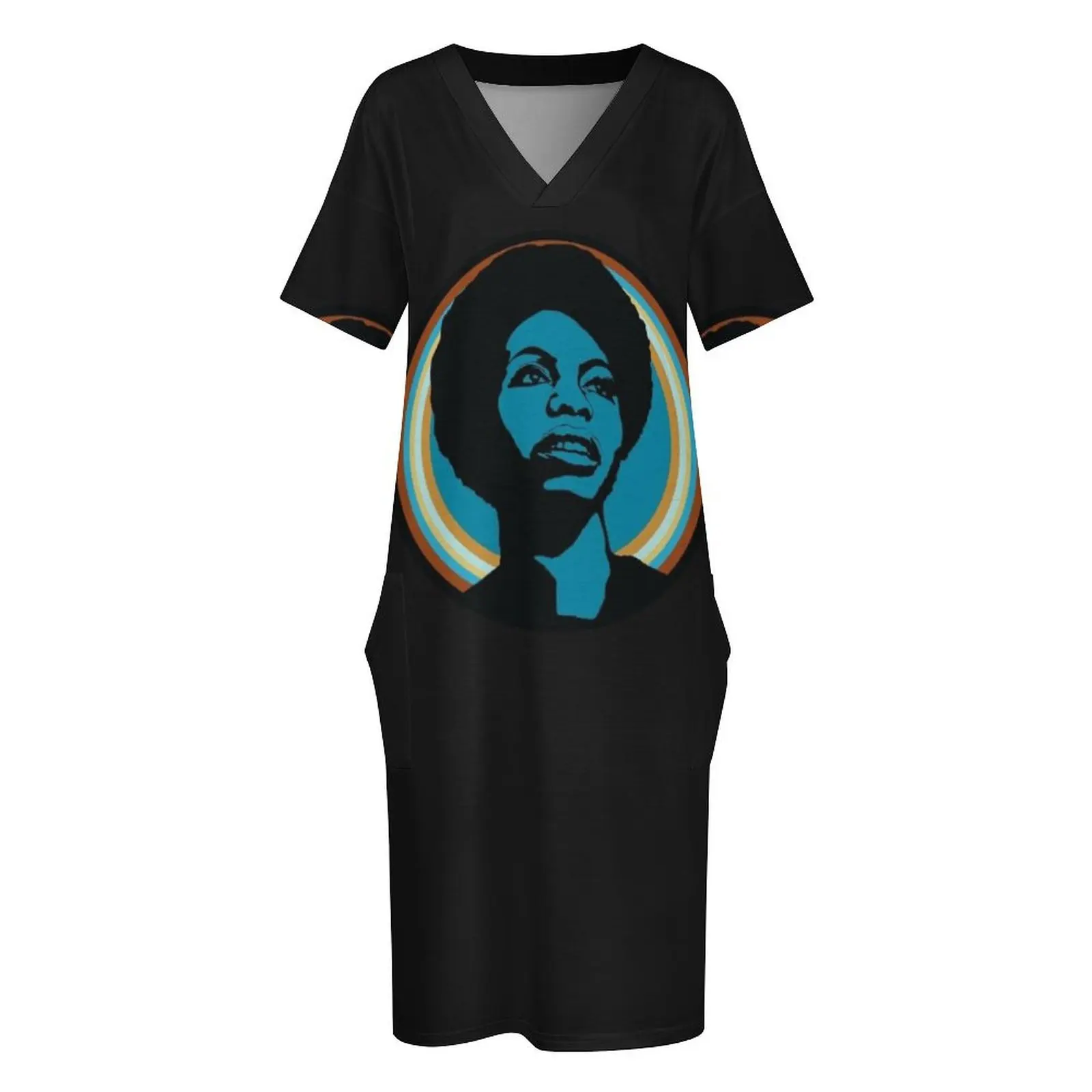 Nina simone camiseta esencial vestido suelto con bolsillos vestidos de mujer vestido de verano de lujo para mujer 2025