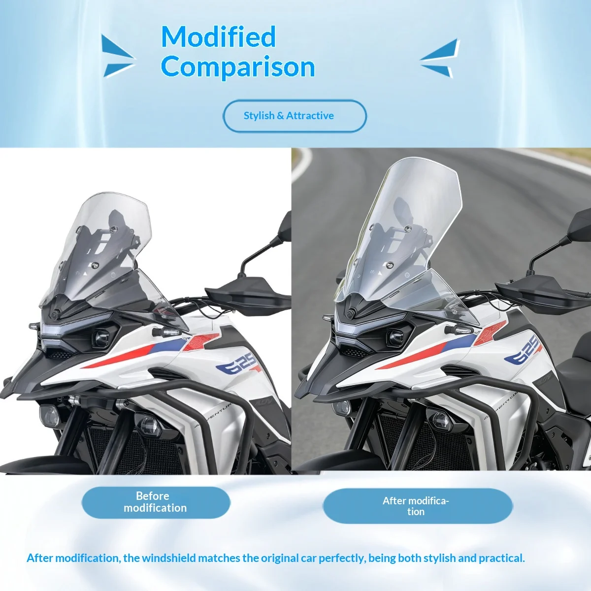 【Premium】 For Kaiyue 625X elevated windscreen, elevated front windshield, motorcycle windscreen modification accessories