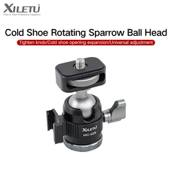 XILETU MC-22S Dual Cold Shoe Metal Mini Ball Head For Camera Photography Cell Phone Bracket Tripod Microphone Fill Light Monopod