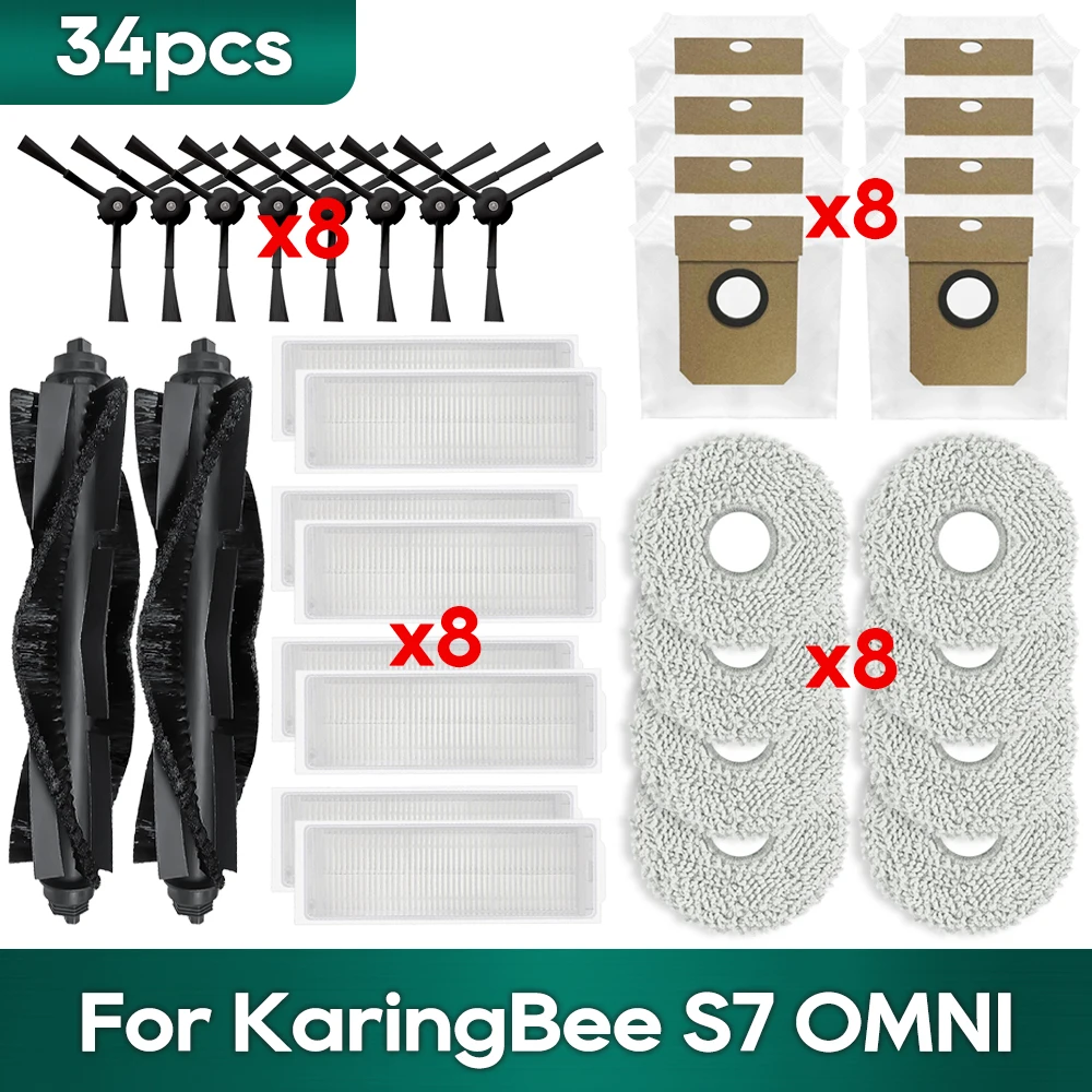 

Compatible For KaringBee S7 OMNI Roller Side Brush Hepa Filter Mop Wipes Rag Robot Vacuum Cleaner Accessory Replacement