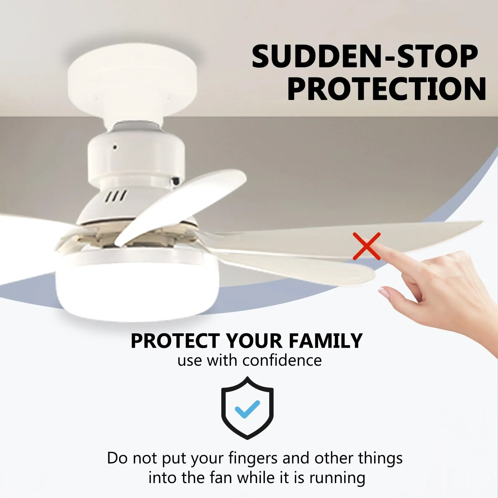 LED 40W Socket Ceiling Fan with Light, 20.5in Screw Ceiling Fans with Lights with Remote, For Bedroom/Garage/Kitchen image 6