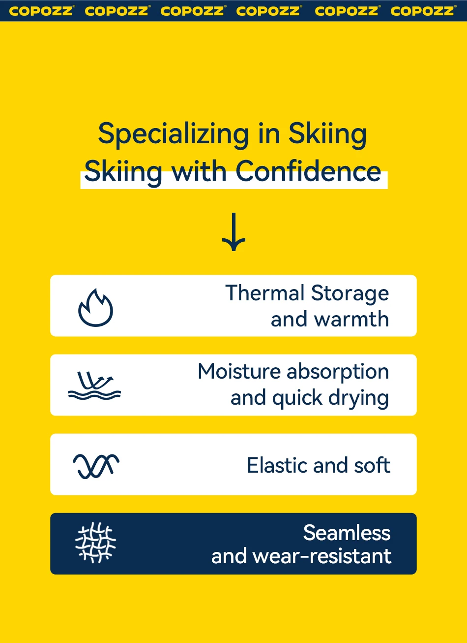 COPOZZ Männer Frauen Ski Thermo-Unterwäsche-Sets, schnell trocknend, funktioneller Kompressions-Trainingsanzug, enge Snowboard-Tops und Hosen für Erwachsene – Detail 3