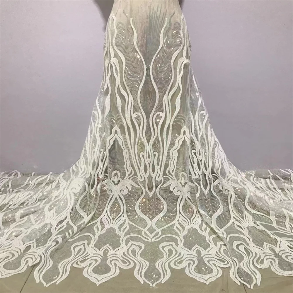 

African Sequins Lace Fabric 2024 High Quality Lace Groom Material French Nigerian Lace Fabrics For Women Material Party jl